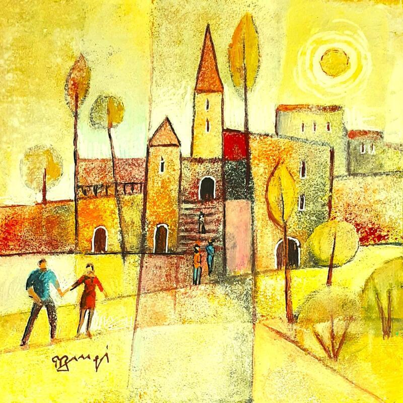 Painting AR34 LA PROMENADE by Burgi Roger | Painting Figurative Landscapes Urban Life style Acrylic