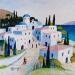 Painting AR105 GRECE  LE VILLAGE BLANC by Burgi Roger | Painting Figurative Urban Life style Architecture Acrylic