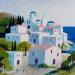 Painting AR107 GRECE  VILLAGE D'AMORGOS by Burgi Roger | Painting Figurative Landscapes Urban Marine Acrylic