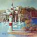 Painting AQ179 SARDAIGNE  LE PHARE ROUGE by Burgi Roger | Painting Figurative Landscapes Urban Marine Acrylic