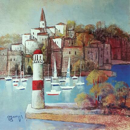 Painting AQ179 SARDAIGNE  LE PHARE ROUGE by Burgi Roger | Painting Figurative Acrylic Landscapes, Marine, Urban
