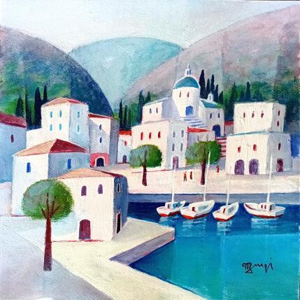 Painting AR119 GRECE  PAYSAGE CRÊTOIS by Burgi Roger | Painting Figurative Acrylic Landscapes, Marine, Urban