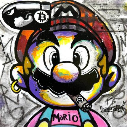 Peinture Mario Bitcoins par Cornée Patrick | Tableau Pop-art Graffiti, Huile Cinéma, Icones Pop, Société