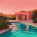 Painting SUNSET RESIDENCE by Clavaud Morgane | Painting Figurative Landscapes Life style Architecture Acrylic