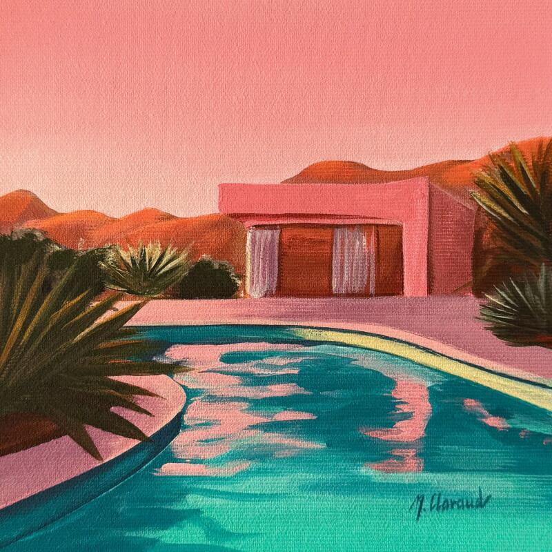 Painting SUNSET RESIDENCE by Clavaud Morgane | Painting Figurative Landscapes Life style Architecture Acrylic