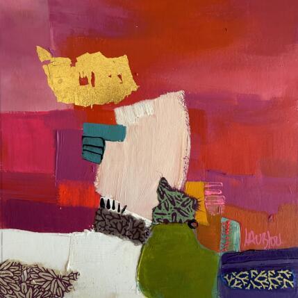 Painting ST25-0770 by Lau Blou | Painting Abstract Acrylic, Cardboard, Gluing, Gold leaf, Pastel