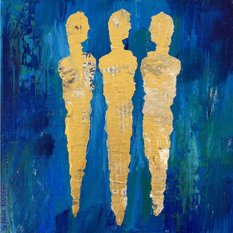 Painting Complicité Azur by Rocco Sophie | Painting Raw art Acrylic Gluing Sand