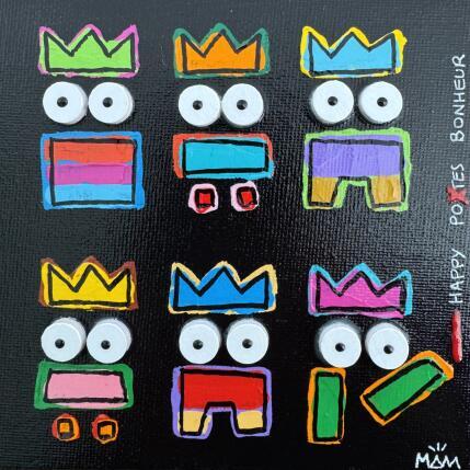 Peinture HAPPY TRIBU par Mam | Tableau Pop-art Acrylique Icones Pop, Minimaliste, Société