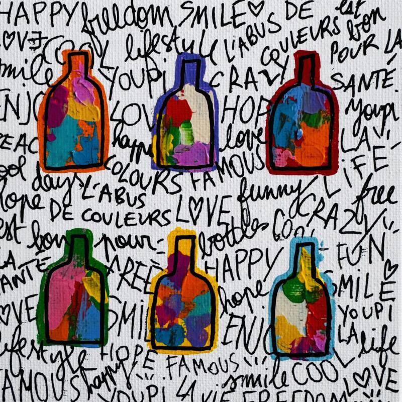 Peinture STREET BOTTLES par Mam | Tableau Pop-art Icones Pop Natures mortes Minimaliste Acrylique