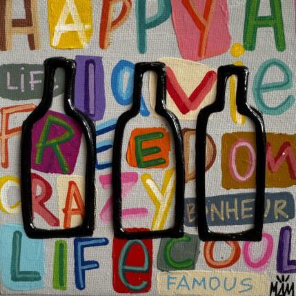 Peinture 3 BOTTLES par Mam | Tableau Pop-art Acrylique Icones Pop, Natures mortes, Société