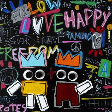 Peinture HAPPY DUO par Mam | Tableau Pop-art Acrylique Icones Pop, Société