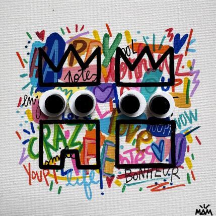 Painting BONHEUR by Mam | Painting Pop-art Acrylic Pop icons, Portrait, Society