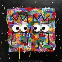 Peinture LE BONHEUR par Mam | Tableau Pop-art Acrylique