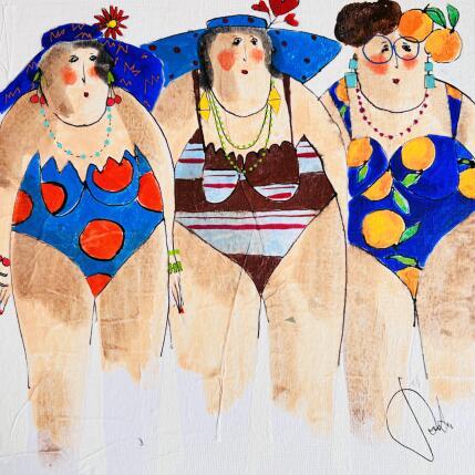 Painting Marguerite Suzette Aurélie by Colombo Cécile | Painting Naive art Acrylic, Gluing, Ink, Pastel, Watercolor Life style, Portrait