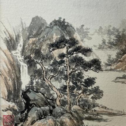Peinture Waterfall par Yu Huan Huan | Tableau Figuratif Aquarelle, Encre Nature, Paysages
