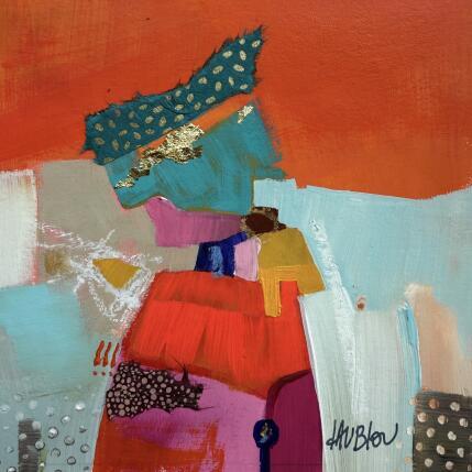 Painting L'aidante by Lau Blou | Painting Abstract Acrylic, Cardboard, Gluing, Gold leaf, Pastel