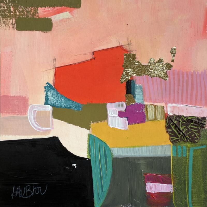 Painting ST25-1101 by Lau Blou | Painting Abstract Cardboard Acrylic Gluing Pastel Gold leaf