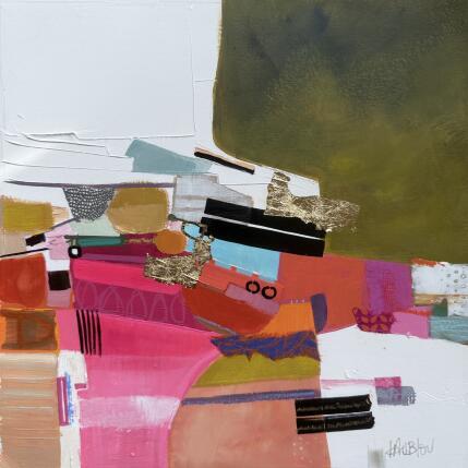 Painting Des idées plein la tête by Lau Blou | Painting Abstract Acrylic, Cardboard, Gluing, Gold leaf, Pastel