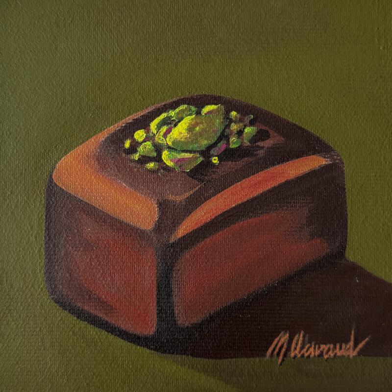 Painting PRALINE PISTACHIO by Clavaud Morgane | Painting Figurative Life style Still-life Acrylic