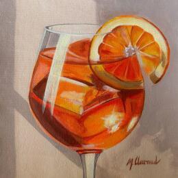 Painting ORANGE SPRITZ by Clavaud Morgane | Painting Realism Acrylic Life style, Pop icons, Society, Still-life