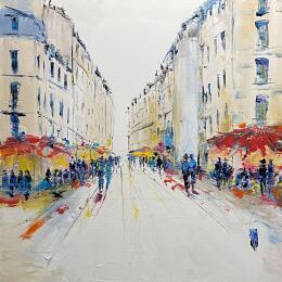 Peinture Balade en Ville par Raffin Christian | Tableau Figuratif Huile Urbain
