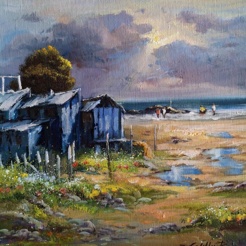 Peinture  Casetas de pescadores par Cabello Ruiz Jose | Tableau Figuratif Huile