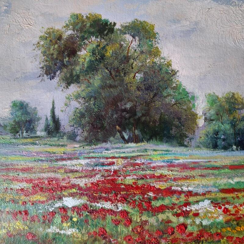 Painting  Campo de amapolas by Cabello Ruiz Jose | Painting Figurative Oil
