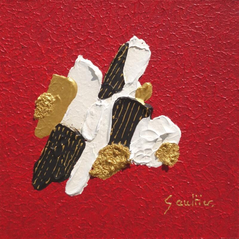 Painting Rouge et Or by Gaultier Dominique | Painting Subject matter Minimalist Wood Acrylic