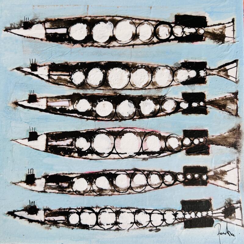 Peinture Anchois à déguster par Colombo Cécile | Tableau Art naïf Animaux Aquarelle Acrylique Collage Encre Pastel