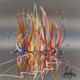 Painting Bonheur coloré au large by Fonteyne David | Painting Figurative Acrylic