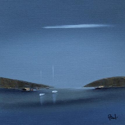 Peinture Evasion 83 par Roussel Marie-Ange et Fanny | Tableau Figuratif Huile Marine, Minimaliste