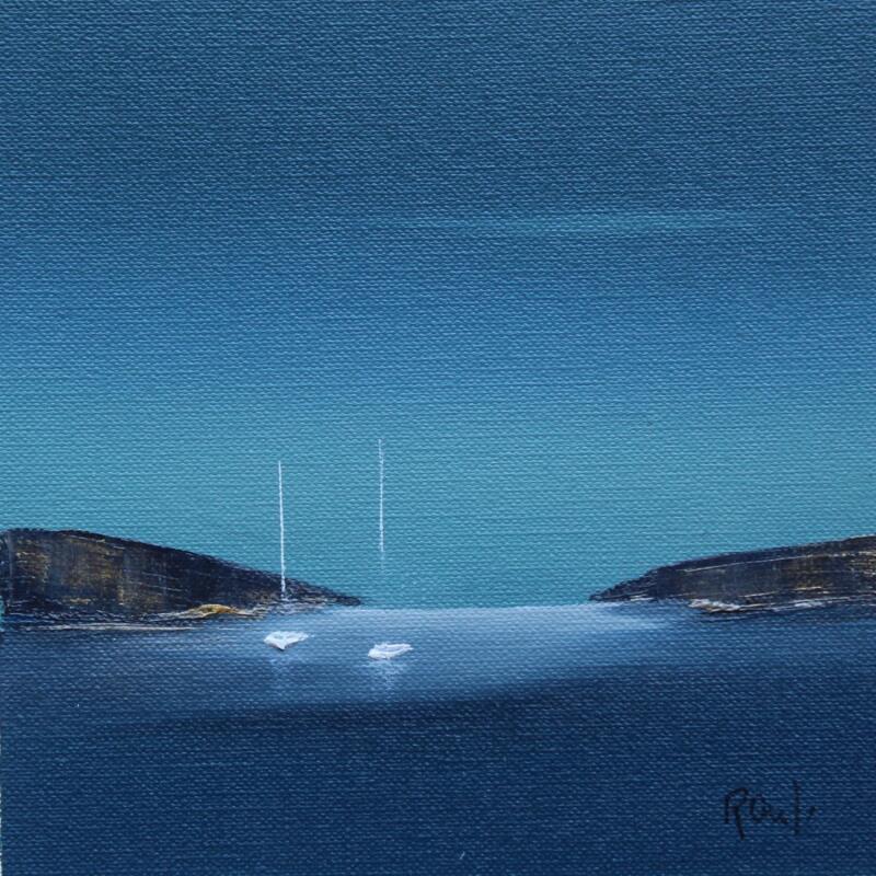 Painting Instant d'émotion 83 by Roussel Marie-Ange et Fanny | Painting Figurative Marine Minimalist Oil