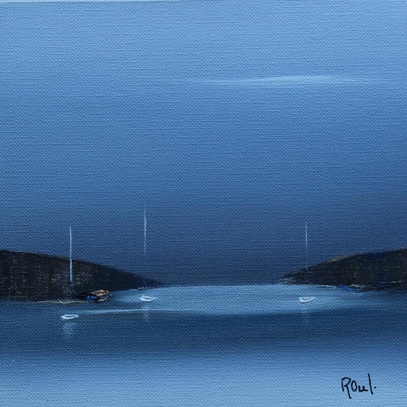 Painting Douceur marine 85 by Roussel Marie-Ange et Fanny | Painting Figurative Marine Minimalist Oil