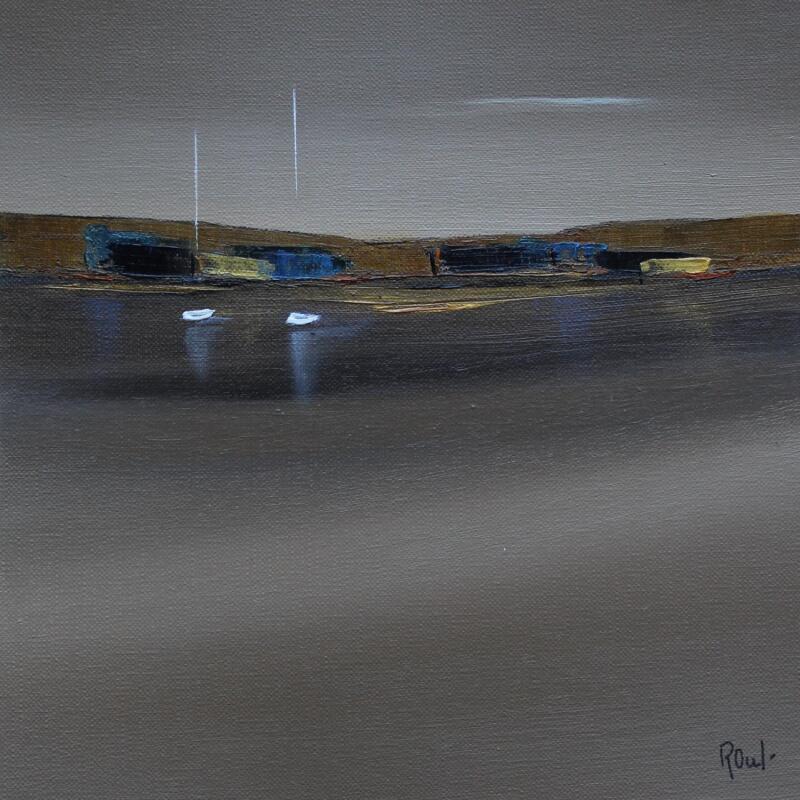 Peinture Symphonie marine 85 par Roussel Marie-Ange et Fanny | Tableau Figuratif Marine Minimaliste Huile