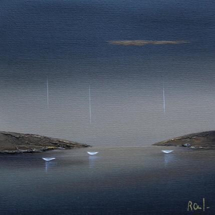 Painting Horizon marin 85 by Roussel Marie-Ange et Fanny | Painting Figurative Oil Marine, Minimalist, Pop icons