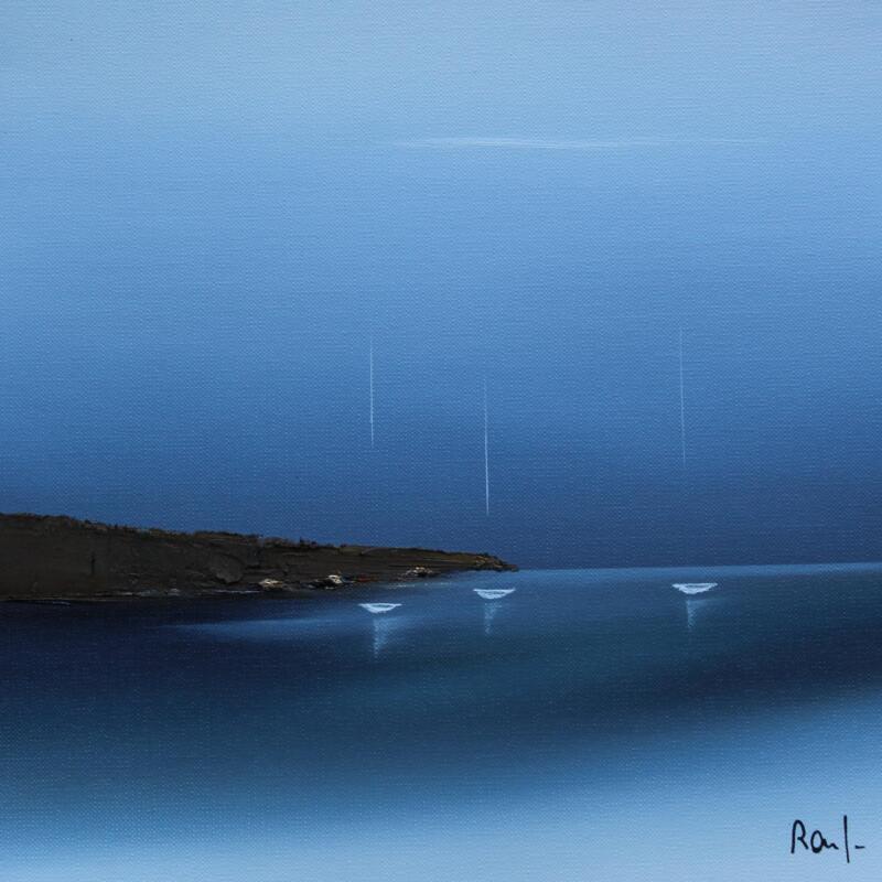 Peinture Emotions marines 83 par Roussel Marie-Ange et Fanny | Tableau Figuratif Marine Minimaliste Huile