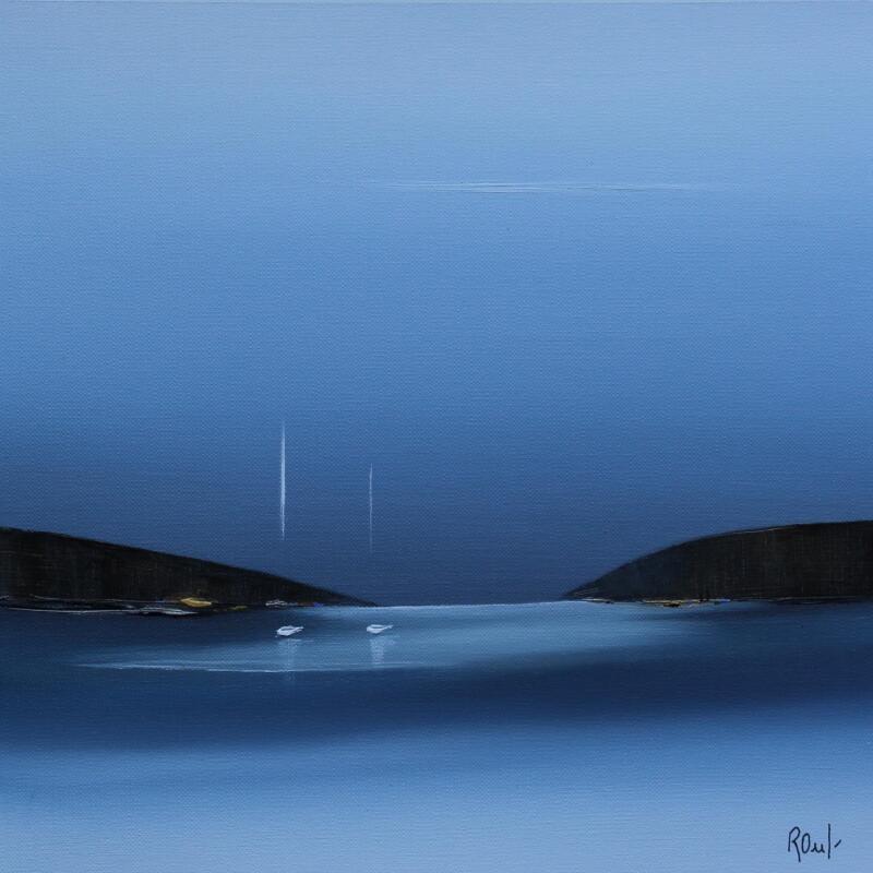 Peinture Instant d'émotion 85 par Roussel Marie-Ange et Fanny | Tableau Figuratif Marine Minimaliste Huile