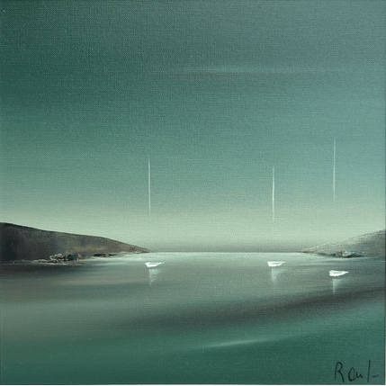 Painting Evasion marine 85 by Roussel Marie-Ange et Fanny | Painting Figurative Oil Marine, Minimalist