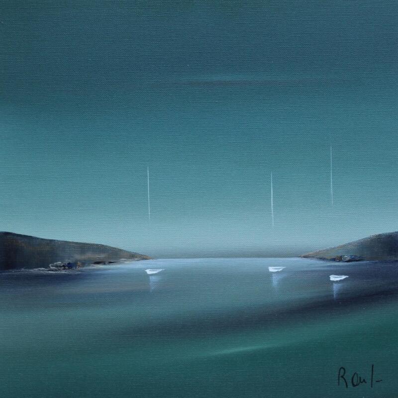 Painting Evasion marine 85 by Roussel Marie-Ange et Fanny | Painting Figurative Marine Minimalist Oil