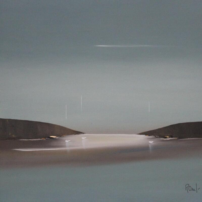 Peinture Douceur marine 83 par Roussel Marie-Ange et Fanny | Tableau Figuratif Marine Minimaliste Huile