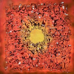 Peinture Boule de Feu par Oocalme | Tableau Art Singulier Graffiti, Posca Animaux