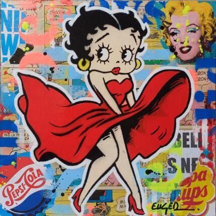 Peinture Betty's red dress par Euger Philippe | Tableau Pop-art Acrylique, Collage Icones Pop