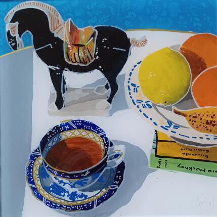 Peinture Gengis appréciait le thé  par Auriol Philippe | Tableau Figuratif Acrylique, Plexiglas, Posca Natures mortes