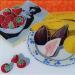 Painting Oscar et Andy appréciaient les fruits frais by Auriol Philippe | Painting Figurative Still-life Plexiglass Acrylic Posca