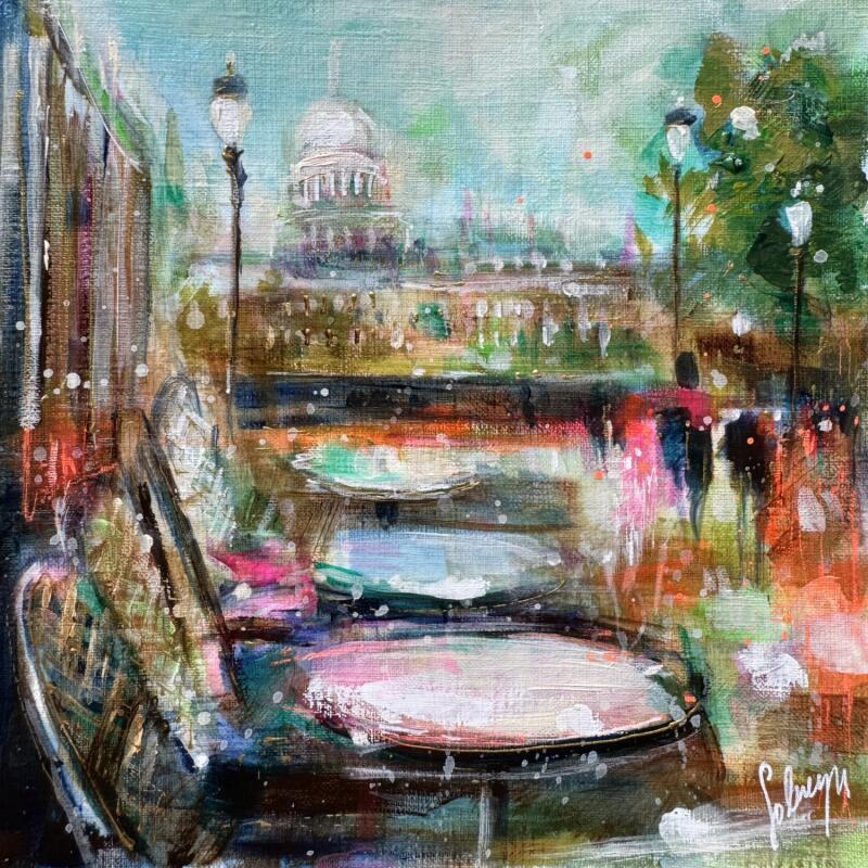 Gemälde Table with the view in Paris  von Solveiga | Gemälde Acryl