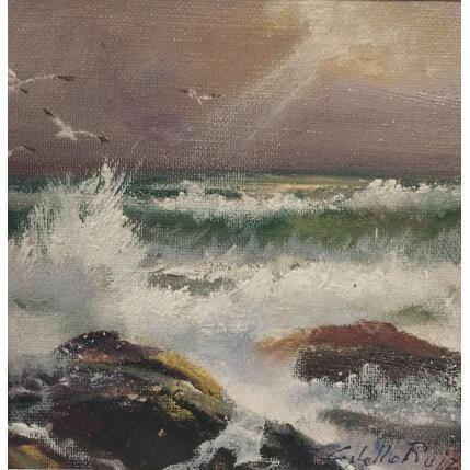 Pintura Rompiendo la ola por Cabello Ruiz Jose | Pintura Figurativo Aceite Paisajes
