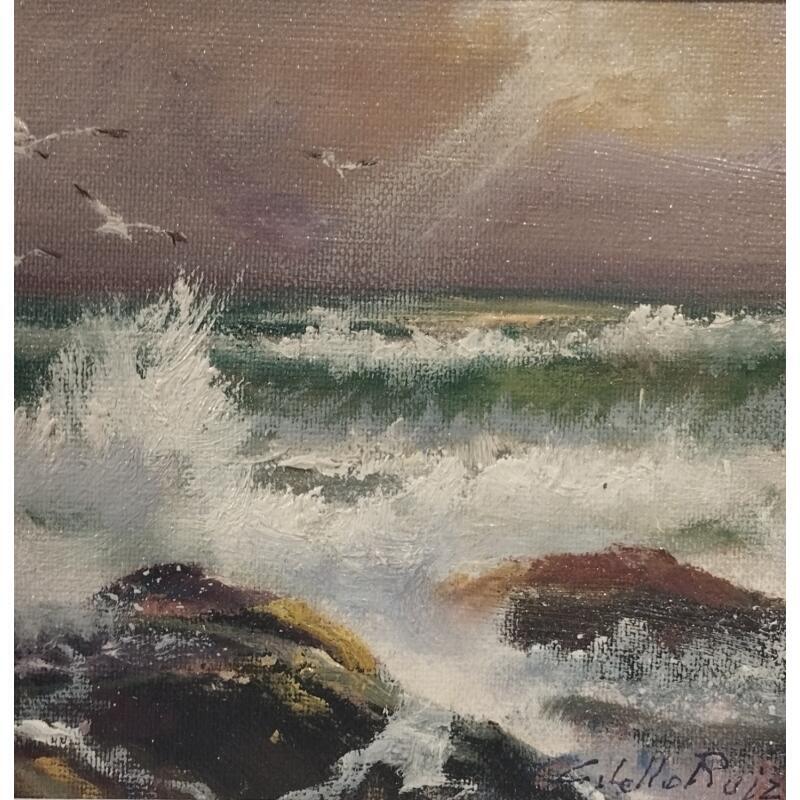 Pintura Rompiendo la ola por Cabello Ruiz Jose | Pintura Figurativo Paisajes Aceite