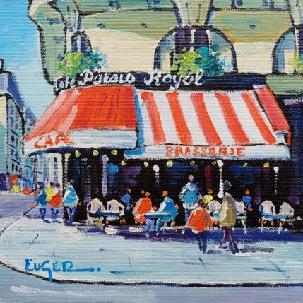 Painting EN TERRASSE AU PALAIS ROYAL A PARIS by Euger | Painting Figurative Oil Architecture, Life style, Pop icons, Urban
