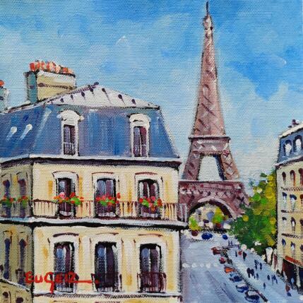 Painting PRES DE LA TOUR EIFFEL by Euger | Painting Figurative Acrylic Architecture, Landscapes, Pop icons, Urban