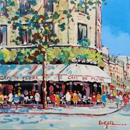 Peinture CAFE DE FLORE A PARIS par Euger | Tableau Figuratif Acrylique Scènes de vie, Société, Urbain